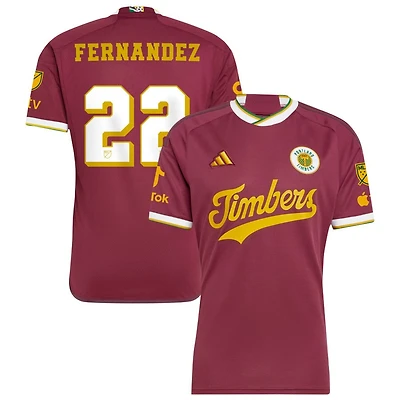 Omir Fernandez Men's adidas  Red Portland Timbers 2024 Archive Custom Authentic Jersey