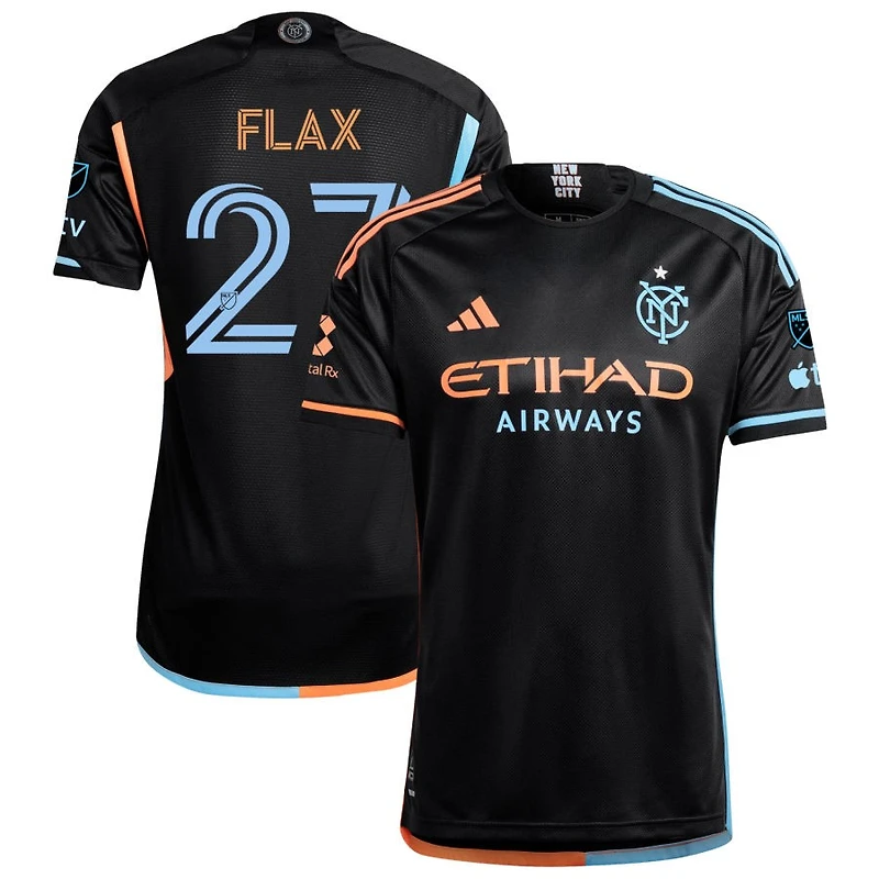 Cooper Flax Men's adidas Black New York City FC 2024 24/7 Kit Authentic Custom Jersey