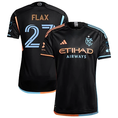 Cooper Flax Men's adidas  Black New York City FC 2024 24/7 Kit Authentic Custom Jersey