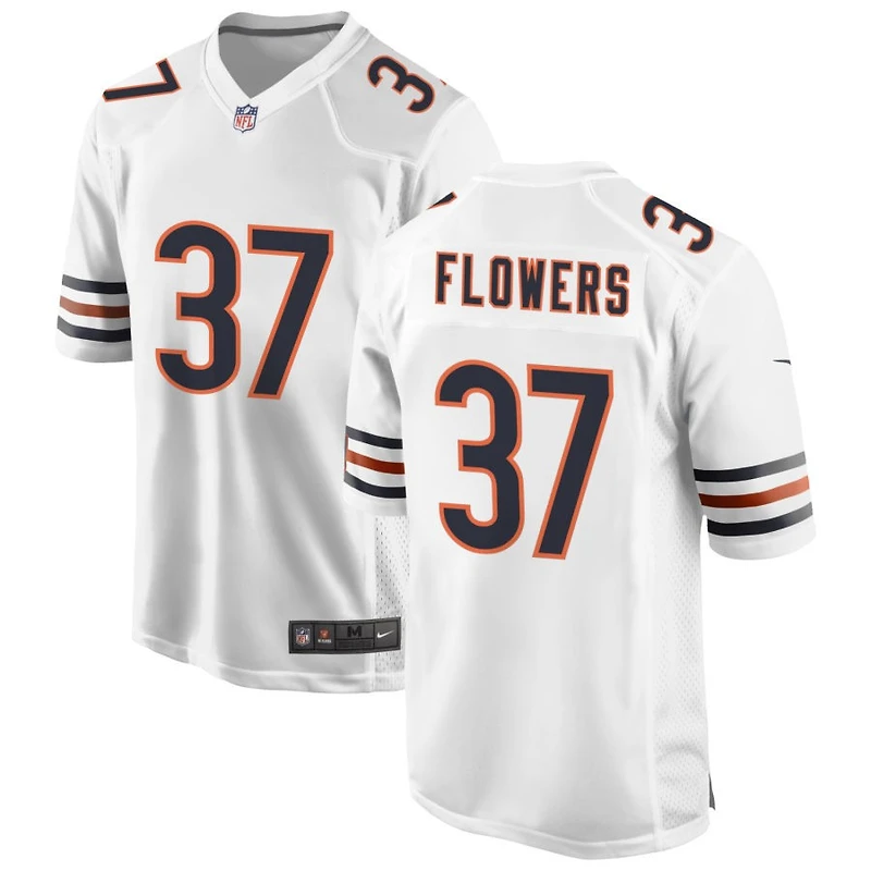 Dallis Flowers Men's Nike White Chicago Bears Custom Game Jersey