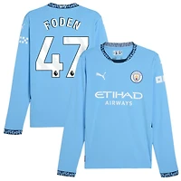 Phil Foden Men's Puma Light Blue Manchester City 2024/25 Home Replica Long Sleeve Custom Jersey