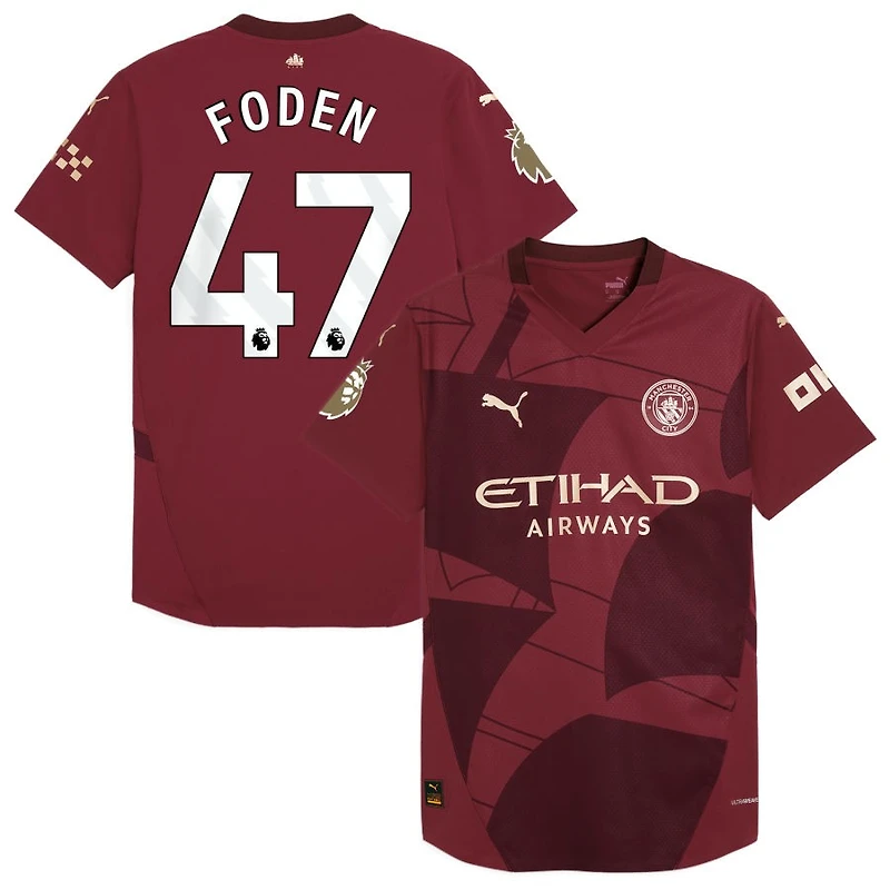 Phil Foden Men's Puma  Burgundy Manchester City 2024/25 Third Authentic Custom Jersey