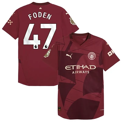 Phil Foden Men's Puma  Burgundy Manchester City 2024/25 Third Authentic Custom Jersey