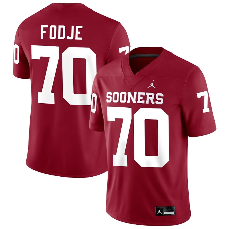 Ryan Fodje Men's Jordan Brand Crimson Oklahoma Sooners NIL Pick-A-Player Football Replica Jersey