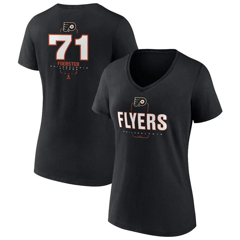 Women's Black Philadelphia Flyers Personalized Name & Number Midfielder V-Neck T-Shirt