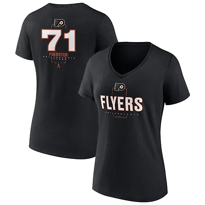 Women's Black Philadelphia Flyers Personalized Name & Number Midfielder V-Neck T-Shirt