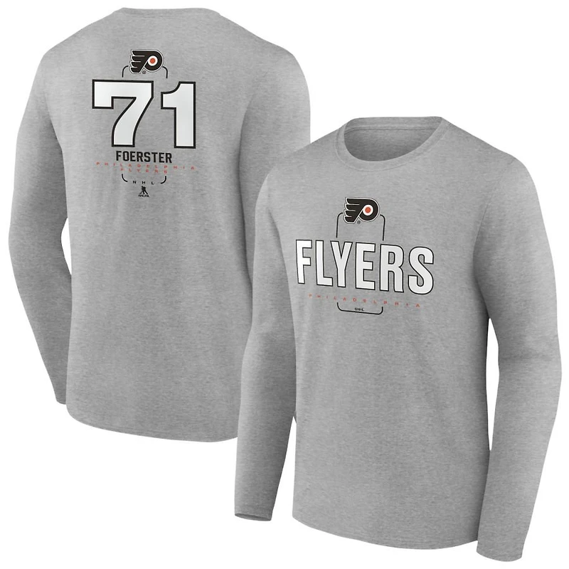 Men's Gray Philadelphia Flyers Personalized Name & Number Midfielder Long Sleeve T-Shirt