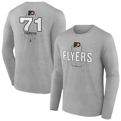 Men's Gray Philadelphia Flyers Personalized Name & Number Midfielder Long Sleeve T-Shirt