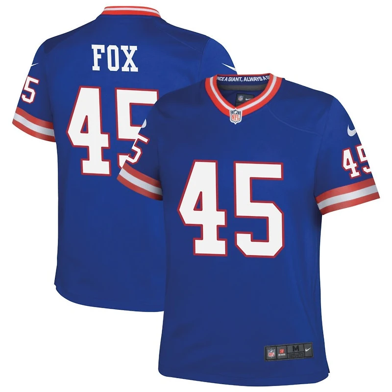 Tomon Fox Youth Nike Royal New York Giants Classic Custom Game Jersey