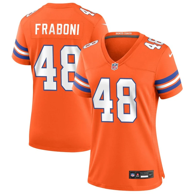 Mitchell Fraboni Women's Nike Orange Denver Broncos Mile High Collection 1977 Throwback Custom Game Jersey