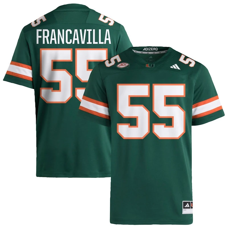 Nino Francavilla Men's adidas Green Miami Hurricanes NIL Pick-A-Player Alternate Premier Football Jersey