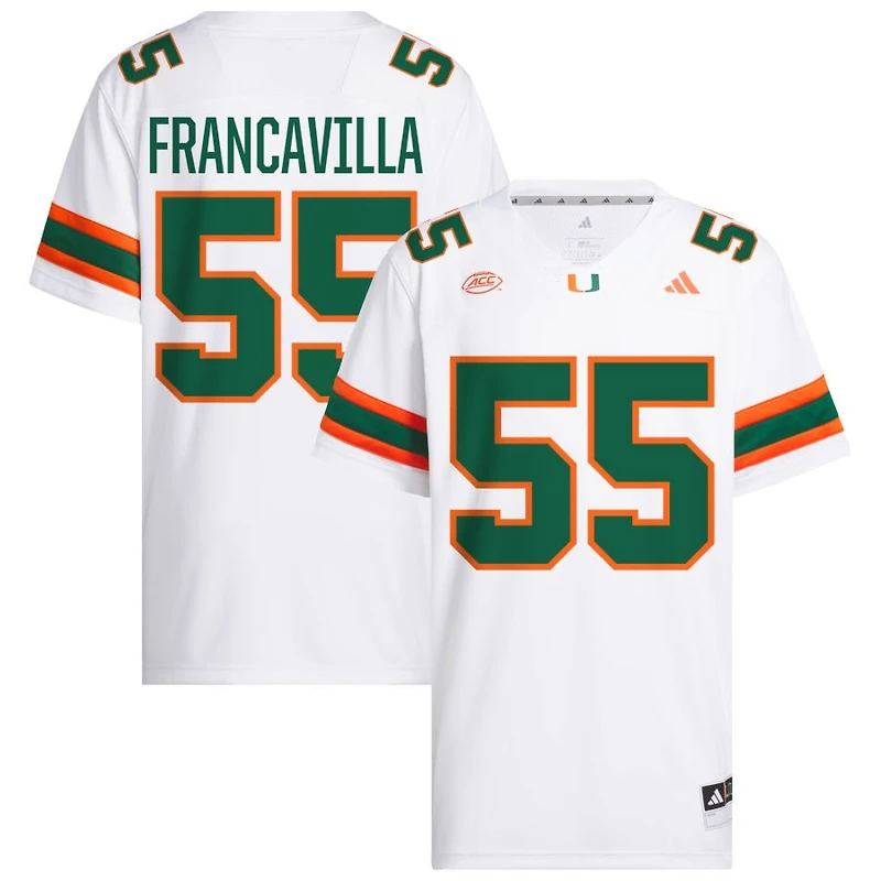 Nino Francavilla Men's adidas  White Miami Hurricanes NIL Pick-A-Player White Premier Football Jersey