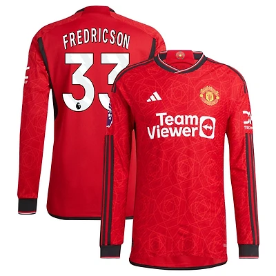Tyler Fredricson Men's adidas  Red Manchester United 2023/24 Home Authentic Custom Long Sleeve Jersey