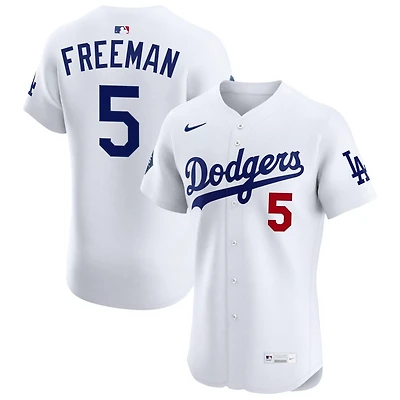 Freddie Freeman Men's Nike White Los Angeles Dodgers Home Elite Sponsor Patch Custom Jersey