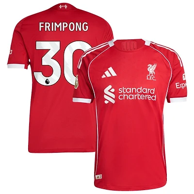 Jeremie Frimpong Men's adidas Red Liverpool 2025/26 Home Custom Authentic Jersey