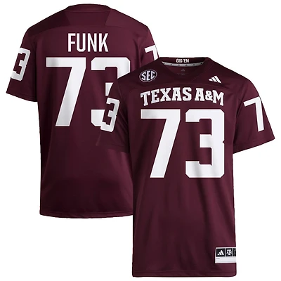 Ashton Funk Men's adidas  Maroon Texas A&M Aggies NIL Pick-A-Player Home Premier Football Jersey