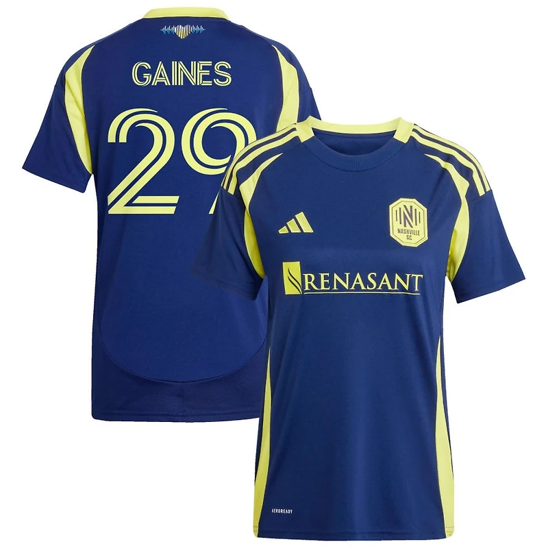 Julian Gaines Women's adidas Navy Nashville SC 2025 The Heart of Nashville Kit Replica Custom Jersey
