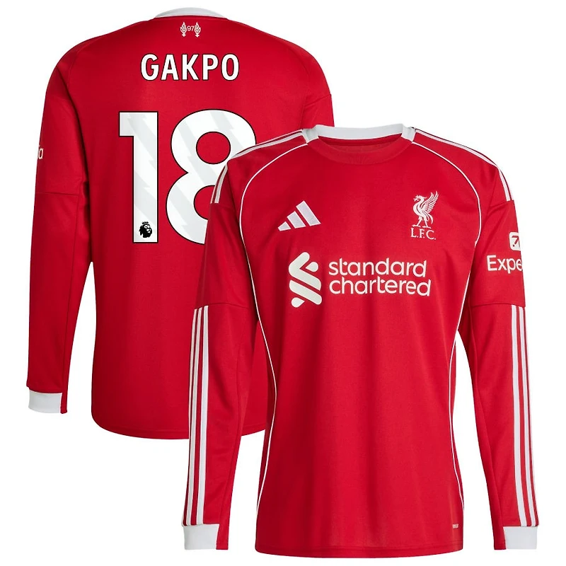 Cody Gakpo Men's adidas Red Liverpool 2025/26 Home Custom Replica Long Sleeve Jersey