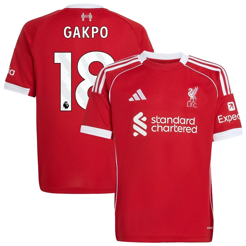 Cody Gakpo Youth adidas  Red Liverpool 2025/26 Home Custom Replica Jersey