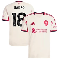 Cody Gakpo Men's adidas  White Liverpool 2025/26 Away Replica Custom Jersey