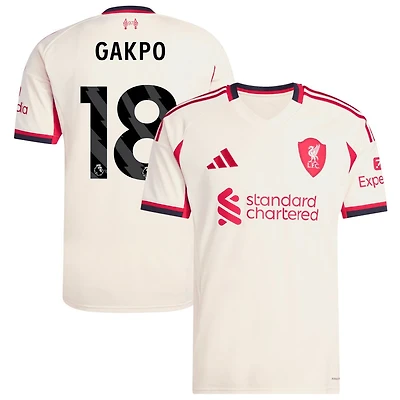 Cody Gakpo Men's adidas  White Liverpool 2025/26 Away Replica Custom Jersey