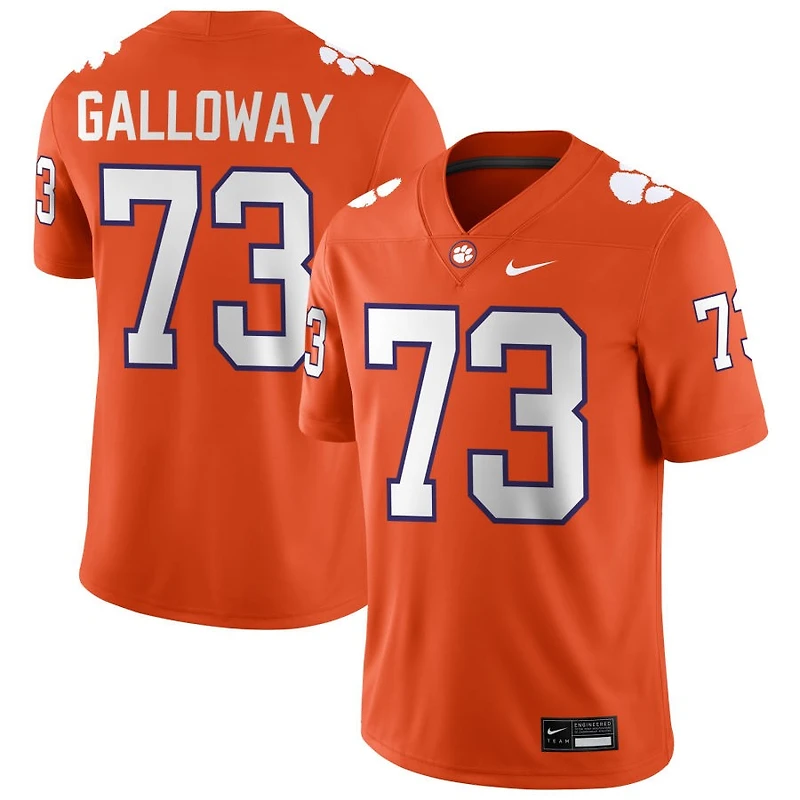Hayes Galloway Men's Nike Orange Clemson Tigers NIL Pick-A-Player Game Jersey