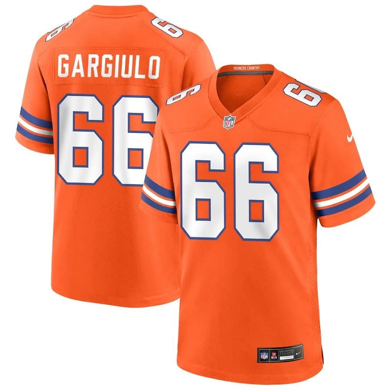 Nick Gargiulo Men's Nike Orange Denver Broncos Mile High Collection 1977 Throwback Custom Game Jersey