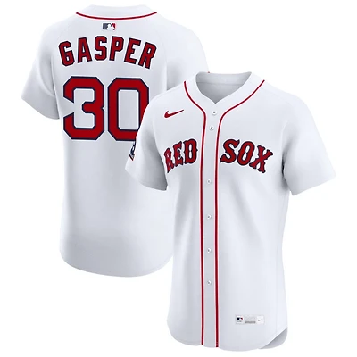 Mickey Gasper Men's Nike White Boston Red Sox Home Elite Sponsor Patch Custom Jersey