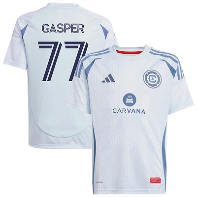 Chase Gasper Youth adidas Light Blue Chicago Fire 2025 The Municipal Kit Replica Custom Jersey