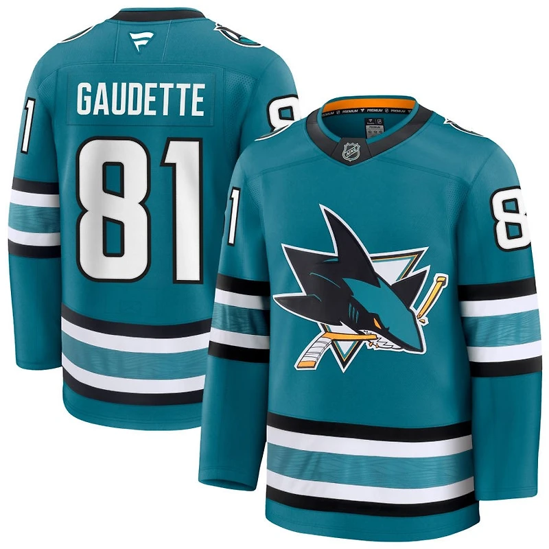 Adam Gaudette Men's Fanatics Teal San Jose Sharks Home Premium Custom Jersey