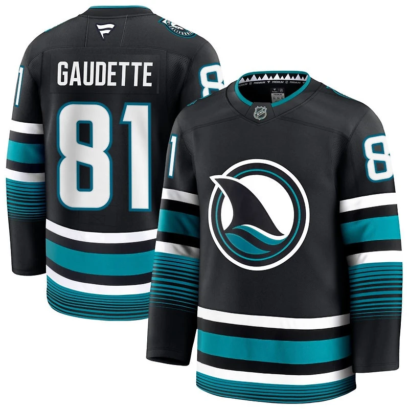 Adam Gaudette Men's Fanatics Black San Jose Sharks Alternate Premium Custom Jersey