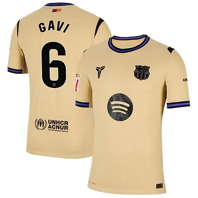 Gavi Gavi Men's Nike  Gold Barcelona 2025/26 Away Match Authentic Custom Jersey