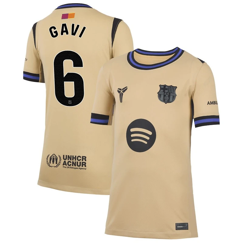 Gavi Gavi Youth Nike  Gold Barcelona 2025/26 Away Stadium Replica Custom Jersey