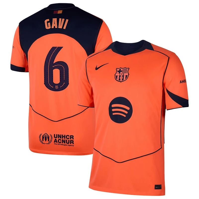 Gavi Gavi Men's Nike  Orange Barcelona 2025/26 Third Replica Jersey