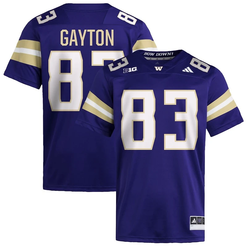 Luke Gayton Men's adidas Purple Washington Huskies NIL Pick-A-Player Home Premier Football Jersey