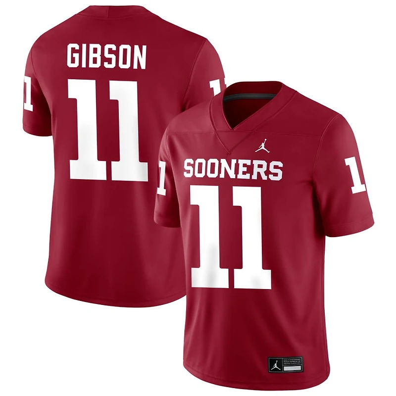 JaVonnie Gibson Men's Jordan Brand Crimson Oklahoma Sooners NIL Pick-A-Player Football Replica Jersey