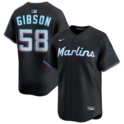 Cade Gibson Men's Nike Black Miami Marlins Alternate Limited Custom Jersey