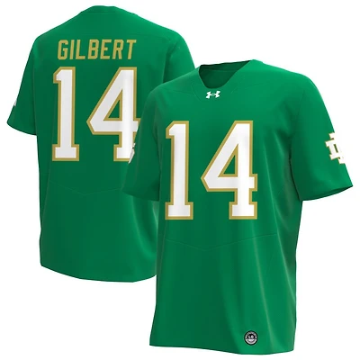 Micah Gilbert Men's Under Armour Kelly Green Notre Dame Fighting Irish Alternate NIL Pick-A-Player Replica Football Jersey