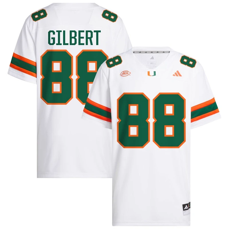 Luka Gilbert Men's adidas  White Miami Hurricanes NIL Pick-A-Player White Premier Football Jersey