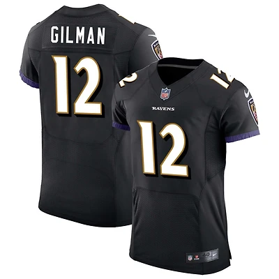 Alohi Gilman Men's Nike Black Baltimore Ravens Speed Machine Elite Custom Jersey