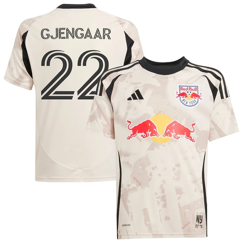 Dennis Gjengaar Youth adidas  Tan New York Red Bulls 2025 Stone Kit Replica Custom Jersey