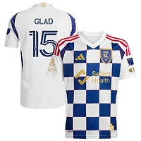 Justen Glad Men's adidas White Real Salt Lake 2025 On-Field Authentic Grid City Custom Jersey