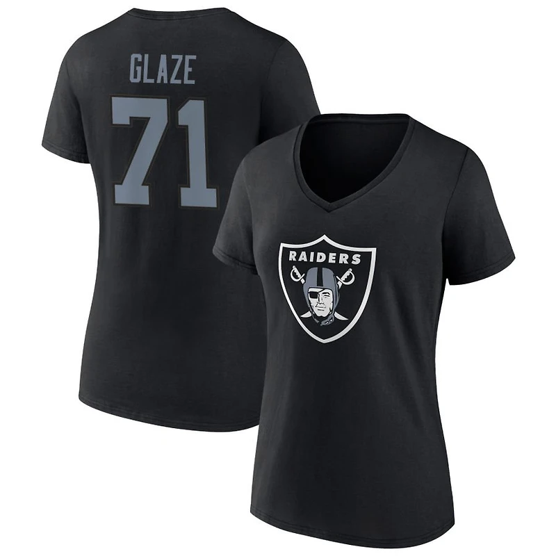 Women's Black Las Vegas Raiders Team Authentic Personalized Name & Number V-Neck T-Shirt