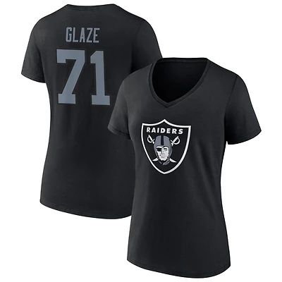 Women's Black Las Vegas Raiders Team Authentic Personalized Name & Number V-Neck T-Shirt