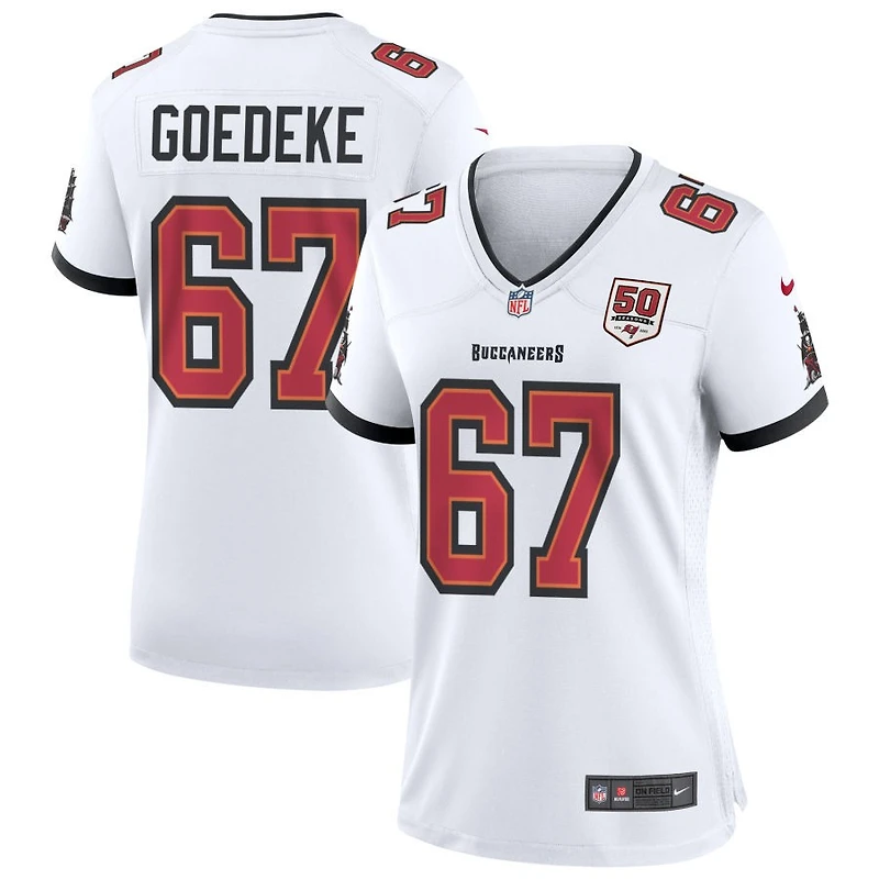 Luke Goedeke Women's Nike White Tampa Bay Buccaneers 50th Season Custom Game Jersey