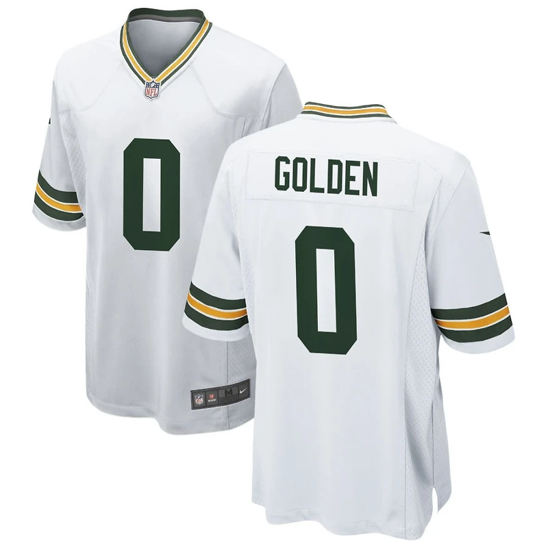 Matthew Golden Men's Nike White Green Bay Packers Custom Game Jersey