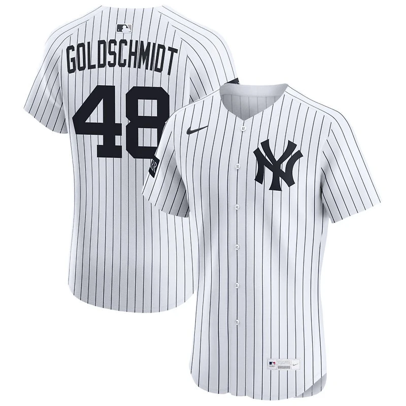 Paul Goldschmidt Men's Nike White New York Yankees Home Elite Sponsor Patch Custom Jersey