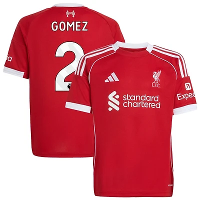 Joe Gomez Youth adidas  Red Liverpool 2025/26 Home Custom Replica Jersey