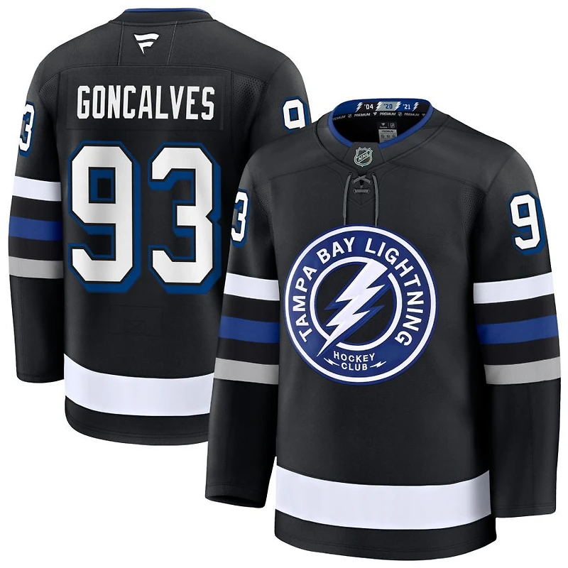 Gage Goncalves Men's Fanatics Black Tampa Bay Lightning Alternate Premium Custom Jersey