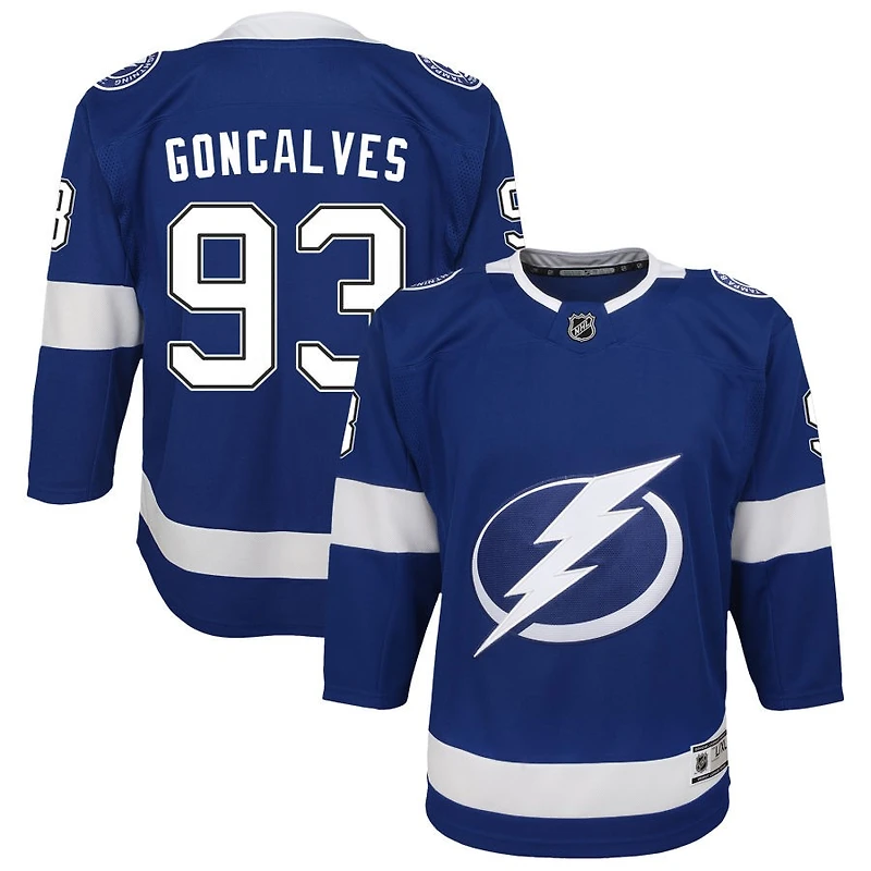 Gage Goncalves Youth Blue Tampa Bay Lightning Home Custom Premier Jersey